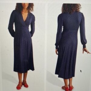 Boden Patricia Jersey Midi Dress Women’s Navy, Micro Dot Sz 8 R